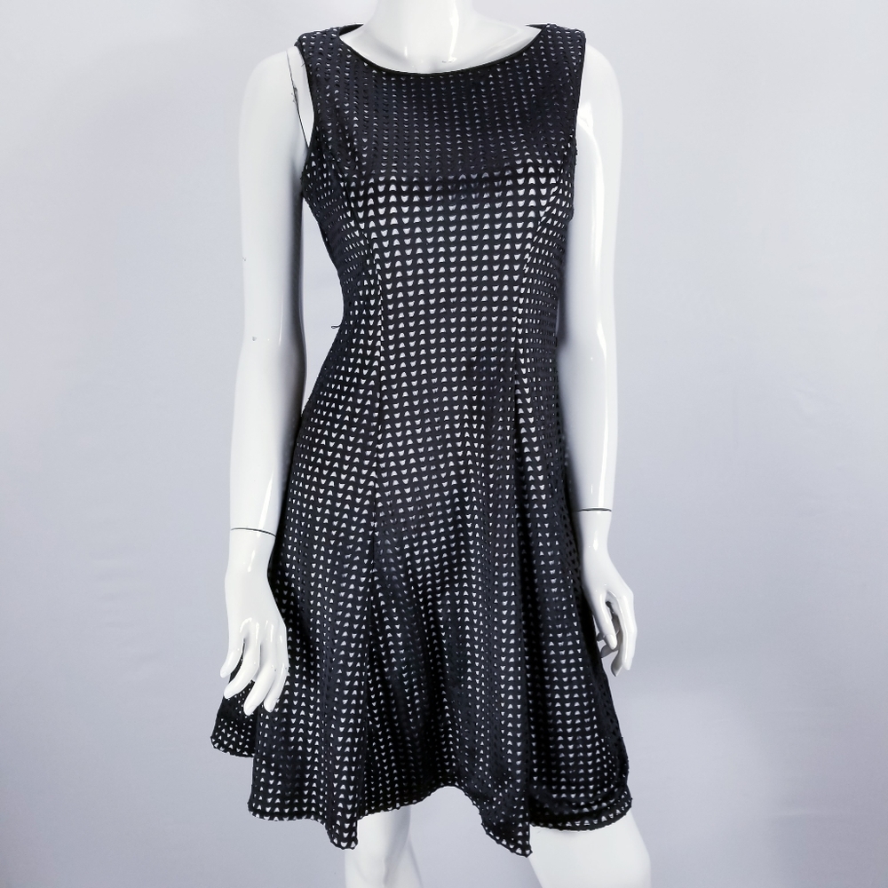 Calvin Klein Laser Cut Fit Flare Dress Sleeveless